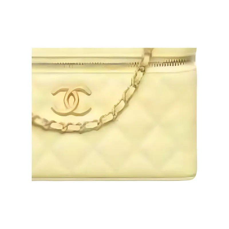 CHANEL Litchi Grain Cow Leather Shoulder Bag, Crossbody Bag, Handbag Small Size Women's Yellow-2
