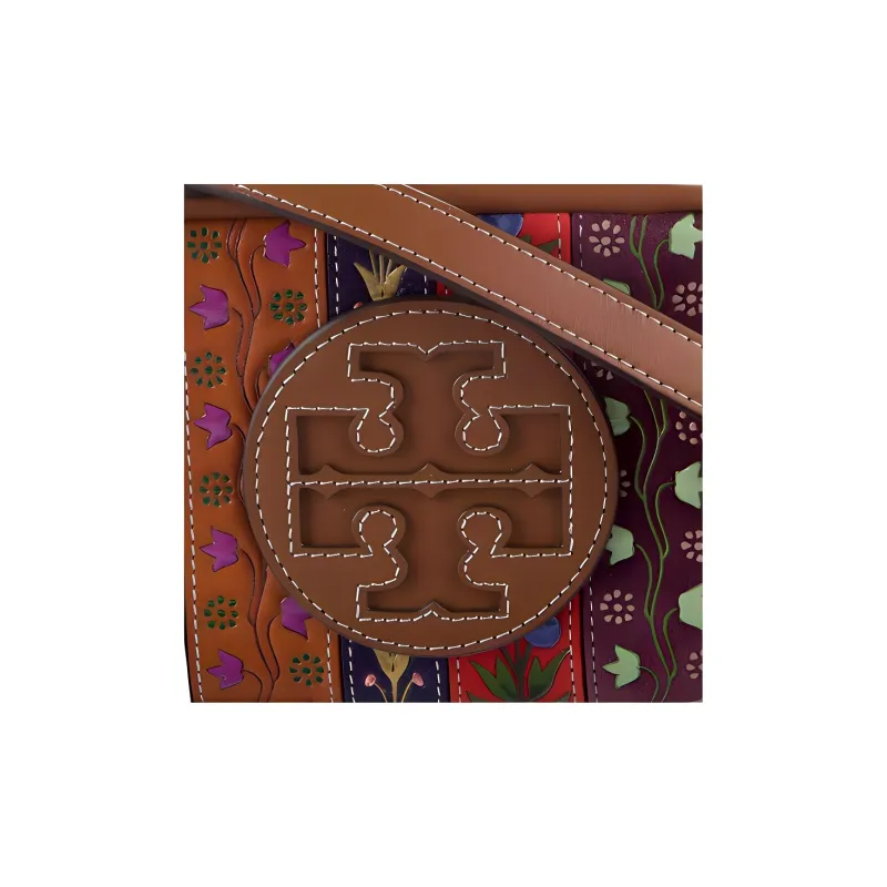 TORY BURCH PerryBOMBÉ Leather Shoulder Bag, Crossbody Bag Mini Women's Brown-3