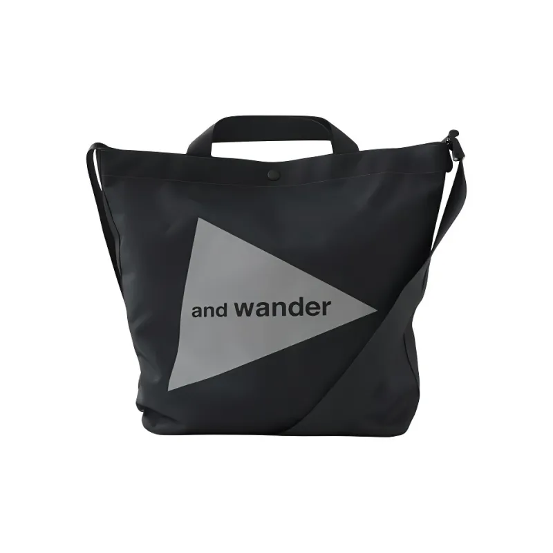 And Wander Polyester Tote Bag, Shopping Bag, Shoulder Bag, Crossbody Bag, Handbag Unisex Black-0
