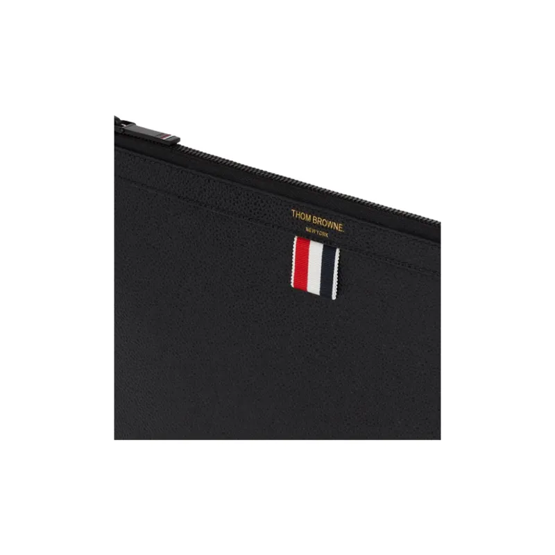 THOM BROWNE· Pebbled Leather Clutch Small Size Men's Black-2