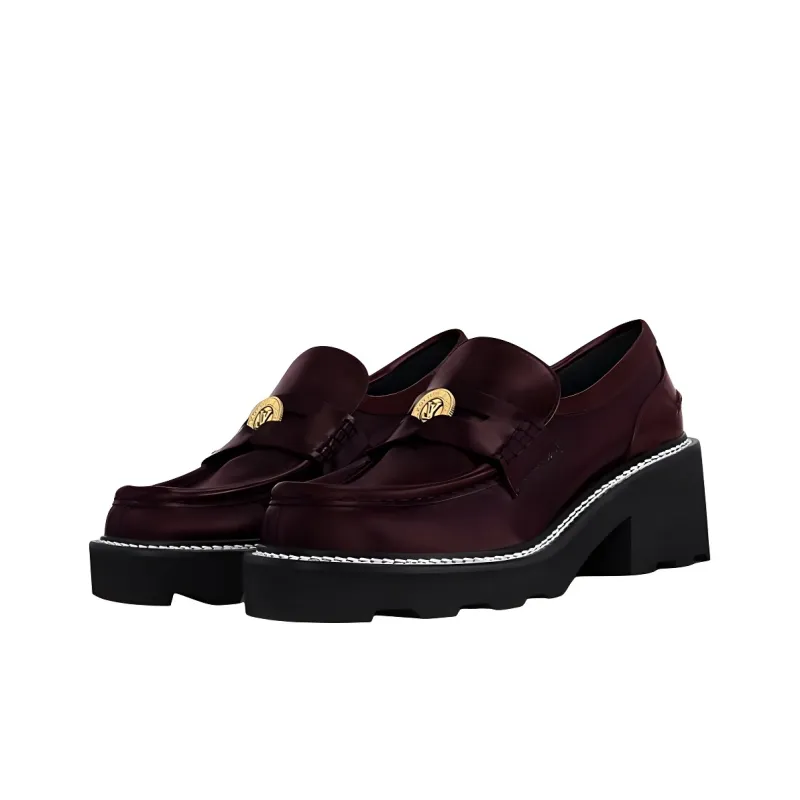 LOUIS VUITTON Beaubourg Loafers 4cm Women's Red-2
