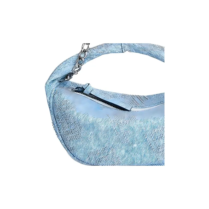 By Far Baby Cush Goat Leather One Shoulder Handbags Small Size Women's Denim Blue-3