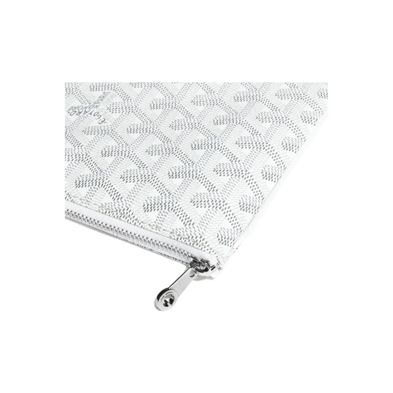 GOYARD SENAT Canvas With Leather Toiletry Bags Storage Bags Clutches Small Size Unisex White-3