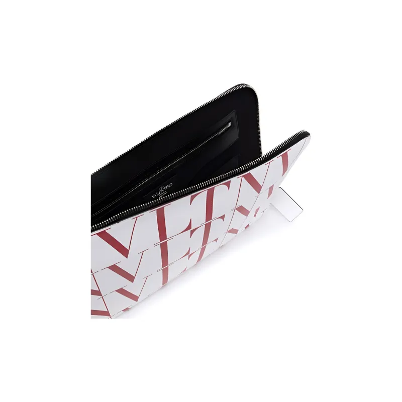 Valentino Leather Handbag Clutch Men's Red White-4