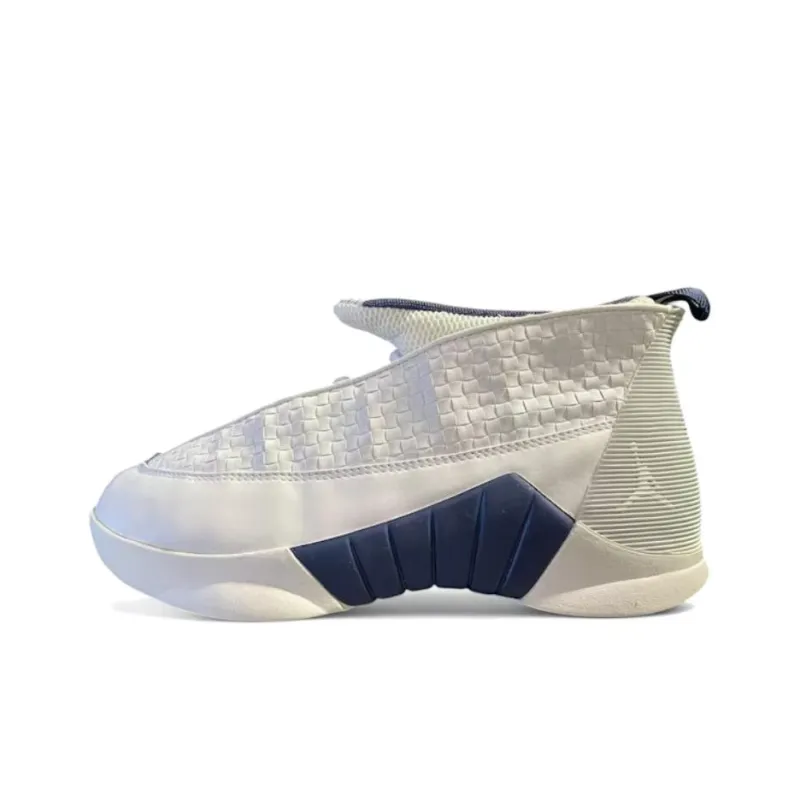 Jordan Air Jordan 15 Abrasion Resistant Mid Top Vintage Basketball Shoes Men's White-0