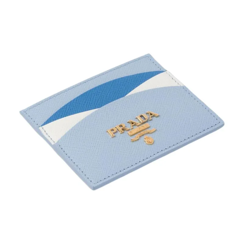 PRADA Saffiano Leather Card Holder Women's Blue-2