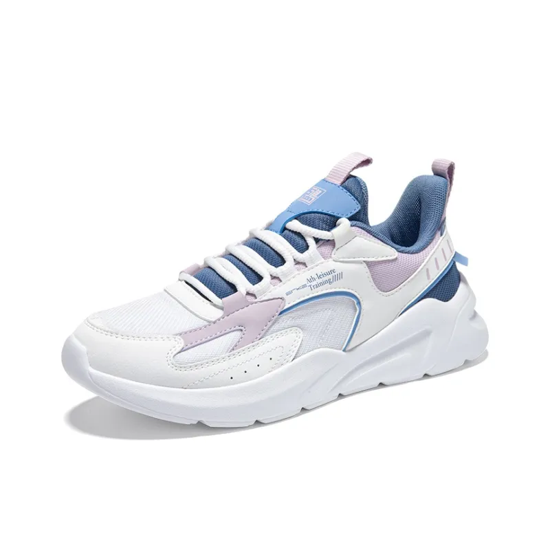 Erke Abrasion Resistant Breathable Low Top Casual Shoes Women's Erke White Light Purple Smoke Blue-2