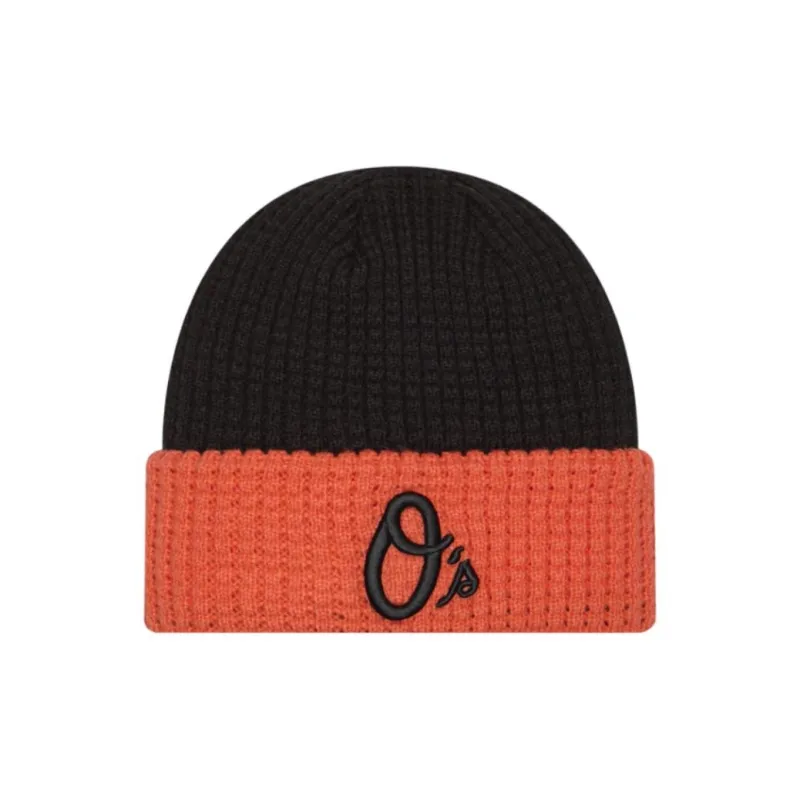 New Era Knitted Fabric, Acrylic Beanies Unisex Orange Black-0