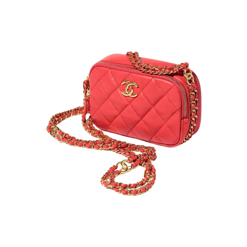 CHANEL Sheepskin Camera Bag, Shoulder Bag, Crossbody Bag Mini Women's Red-1