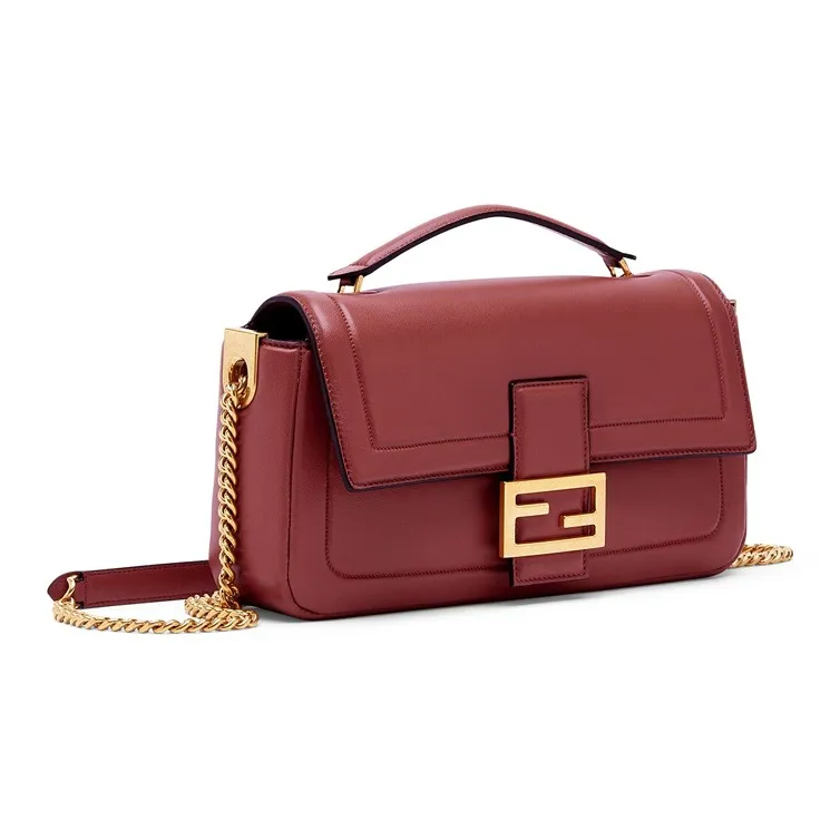 FENDI Baguette Sheepskin Baguette Bag Handbag Shoulder Bag Crossbody Bag Handbag Women's Red-1