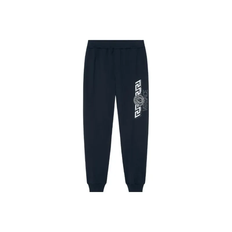 VERSACE SS22 Knitted Sports Pants Men's Dark Blue-0
