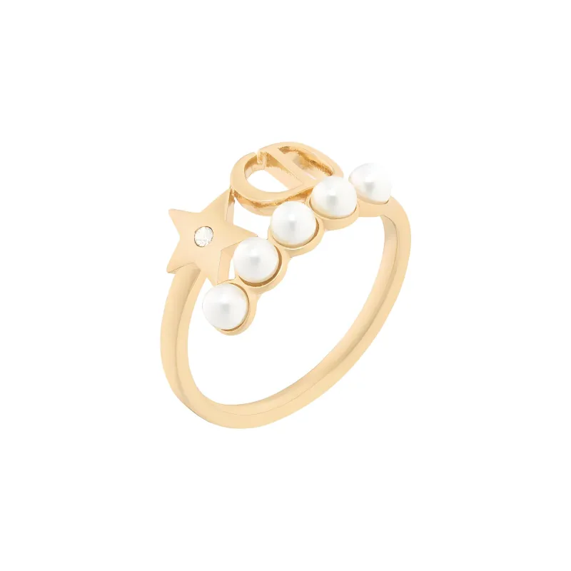 DIOR Faux Crystal Rings Women's Gold-1