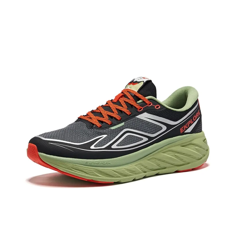 Erke Wild Ride Anti-Slip Wear-Resistant Low-Top Casual Running Shoes Men's Gray Black Green-2