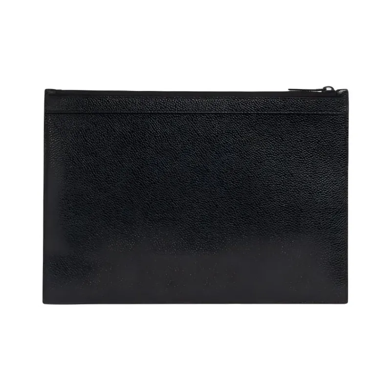 THOM BROWNE· Pebbled Leather Clutch Small Size Men's Black-1