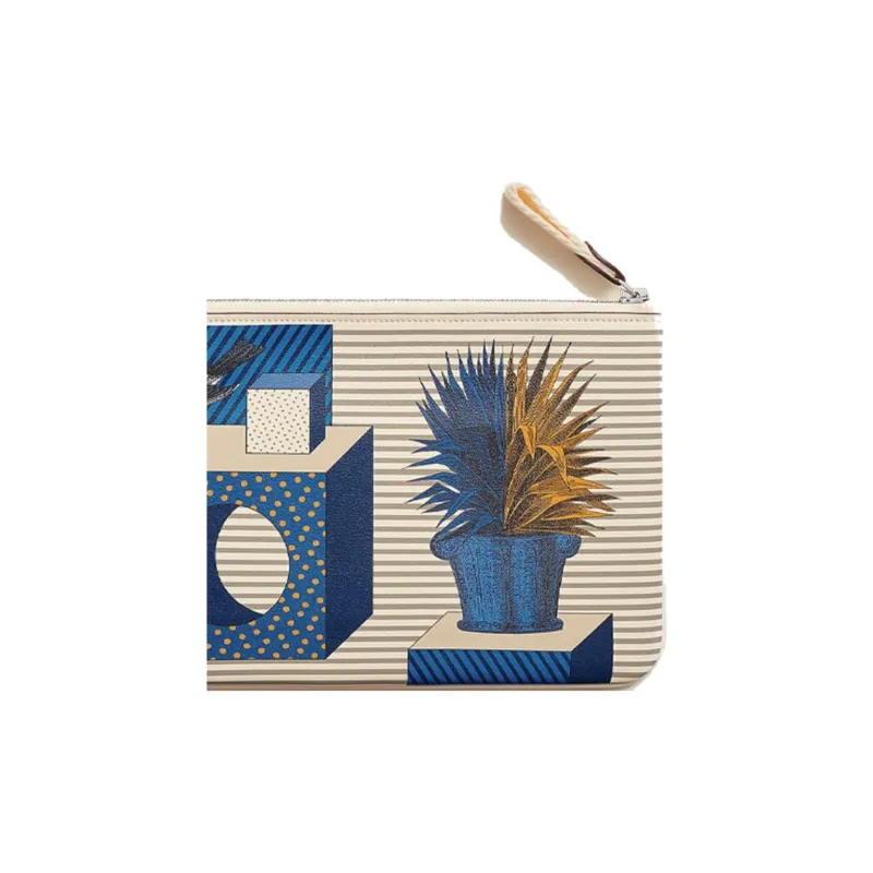 HERMES Carre Pocket Swift Calfskin Clutch Women's Cream White / Sapphire Blue / Cream White-3