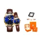 Brown Leather Gold Case Blue Dial