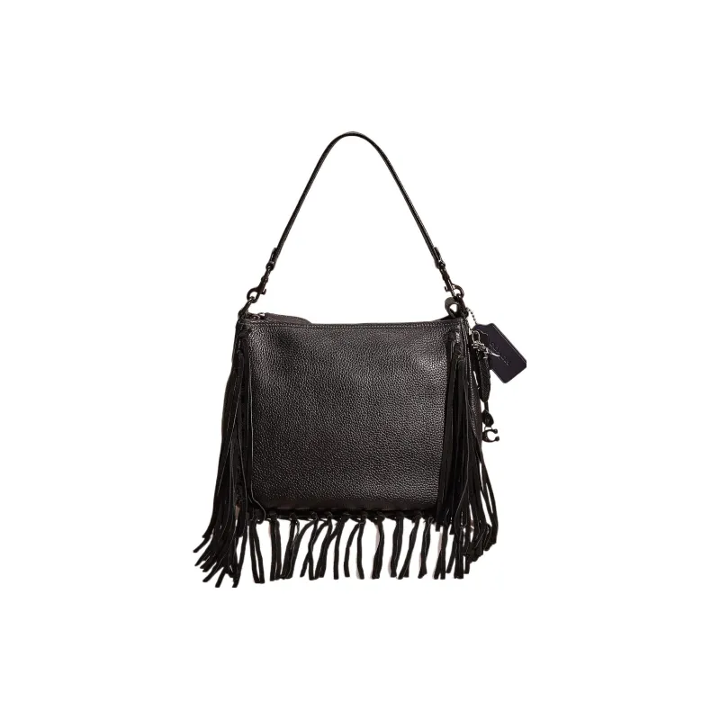 COACH Cary Soft Pebbled Leather Tote Bag, Shopping Bag, Portable Crossbody Bag, Shoulder Bag Tubas Women's Black-0