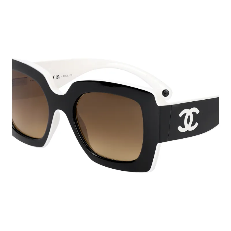 CHANEL Irregular Shape Sunglasses Unisex Black-5