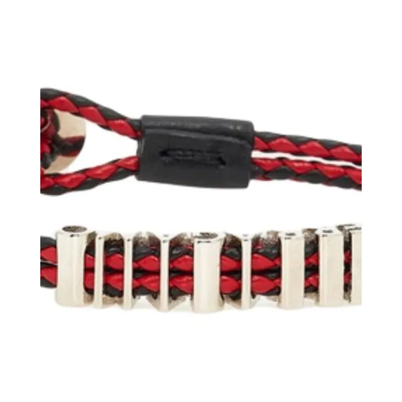 FERRAGAMO Cow Leather Metal Wristbands Men's Red-0