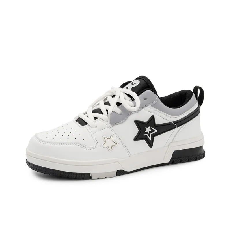 BEIER Stars Collection Durable Lightweight And Breathable Low Top Skateboard Shoes Unisex Black White-2