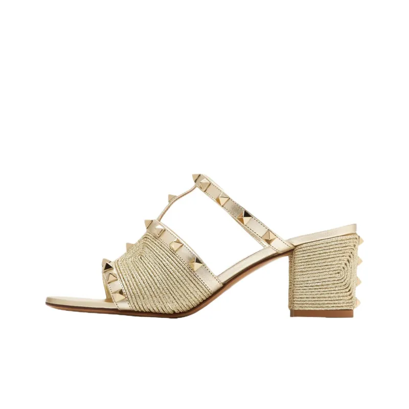 Valentino GARAVANI Abrasion Resistant Slide Slippers 6cm Women's Gold-0