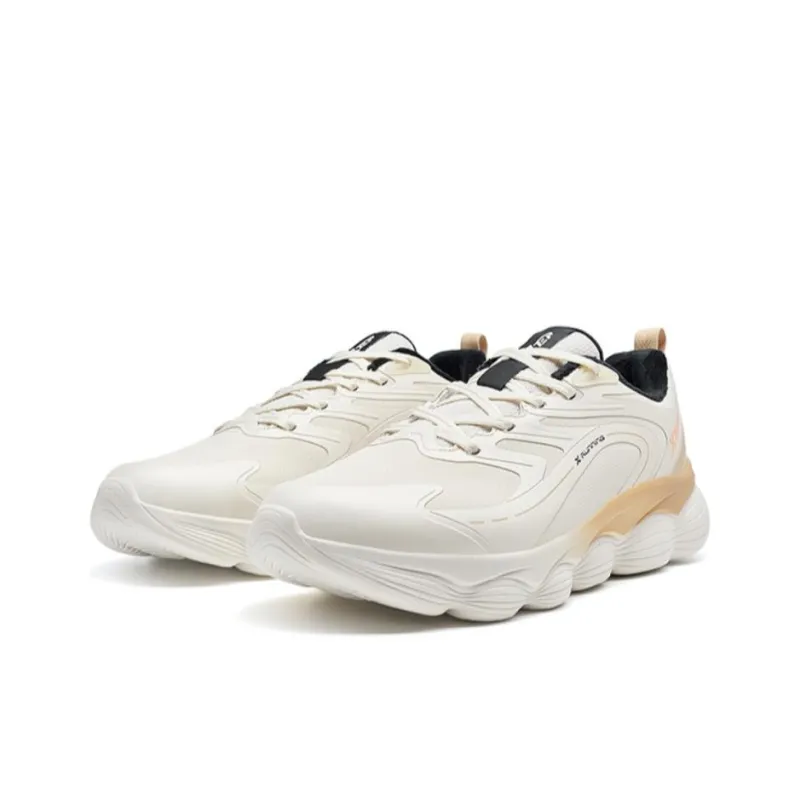XTEP Cushioning, Wear Resistant Low Top Running Shoes Men's White Beige-2