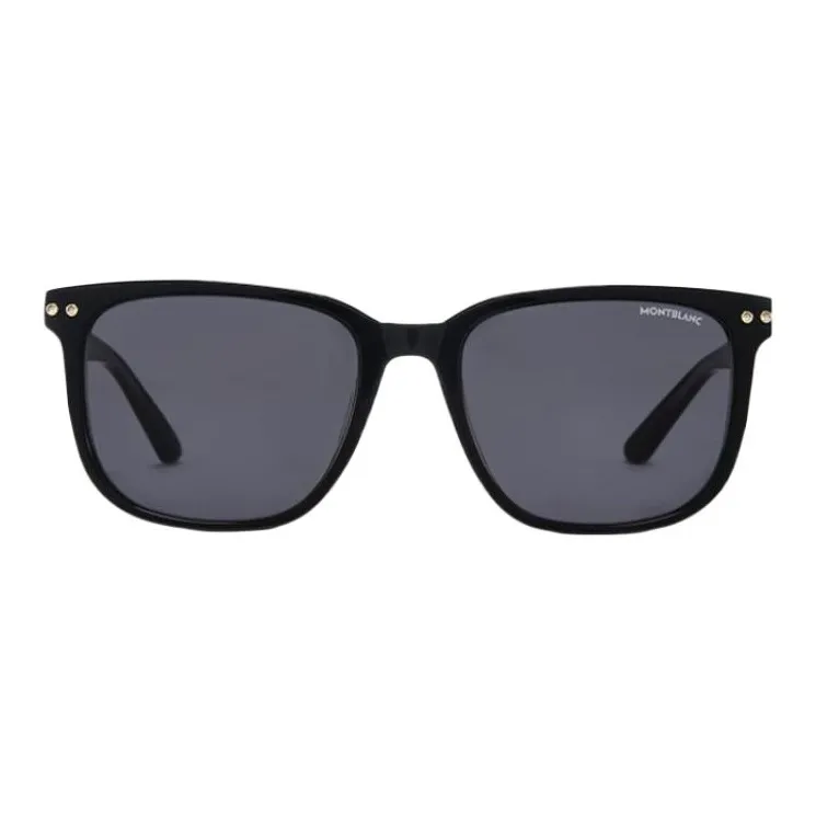 MONTBLANC Plate Frame Square Sunglasses Unisex Black-1
