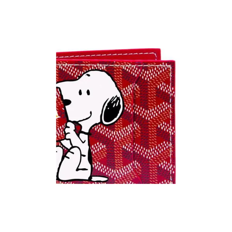 GOYARD SAINT FLORENTIN Canvas With Leather Dog's Teeth Wallet Unisex Red-3