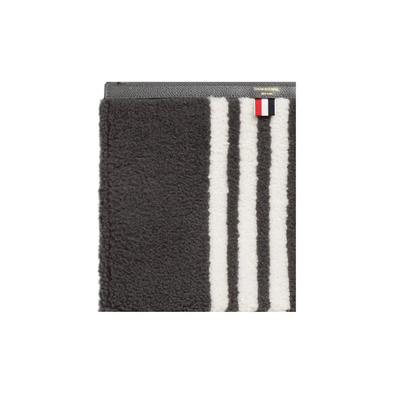 THOM BROWNE· Lambskin Satin Logo Clutch Medium Size Men's Medium Gray-2