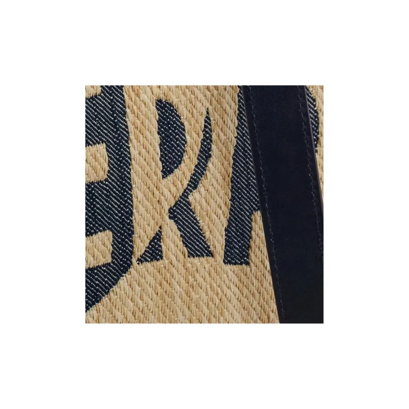 FERRAGAMO Denim With Calfskin Tote Bag Shopping Bag Handbag Large Size Women's Denim & Natural-4