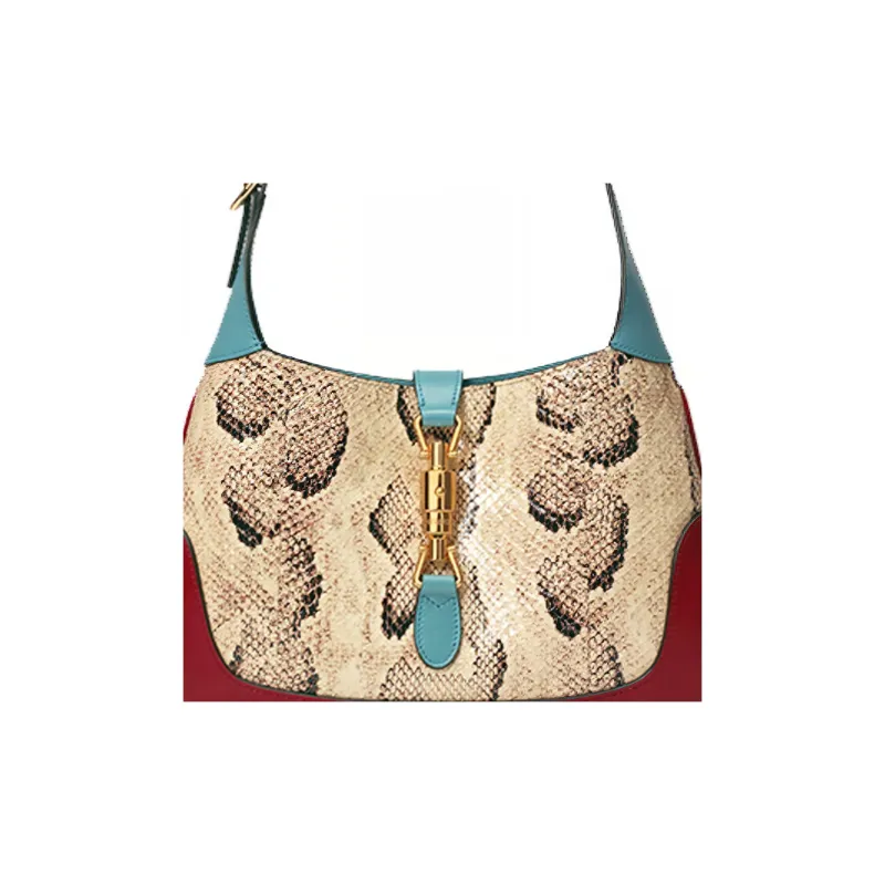 GUCCI Jackie 1961 Python Skin Crescent Shoulder Bag Shoulder Bag Women's Red Blue Multicolor-1