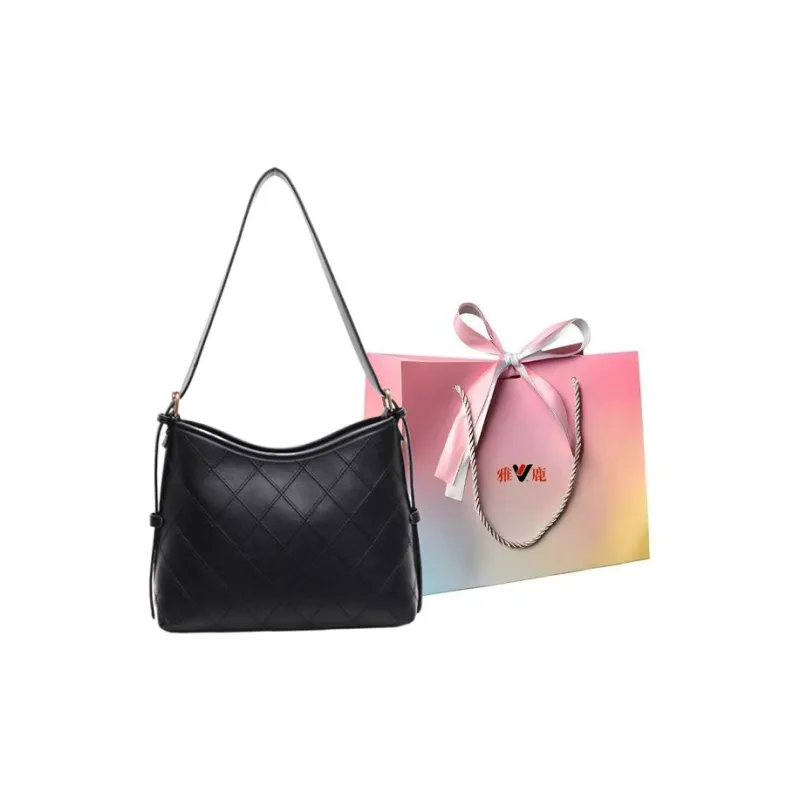 Yalu PU Shoulder Bag Regular Women's Coffee/Ecru/Black-11
