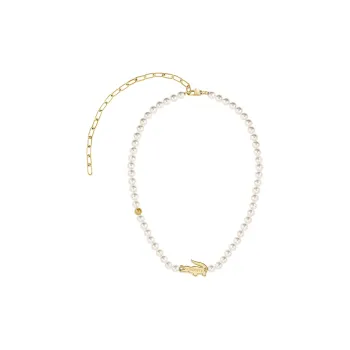 LACOSTE Stainless Steel Necklaces Women's Gold/White 2040429