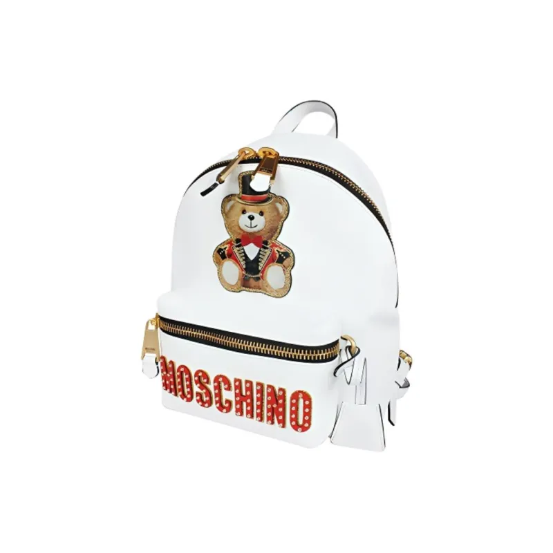 MOSCHINO PVC Polyvinyl Chloride Backpack Trumpets Women's White-1
