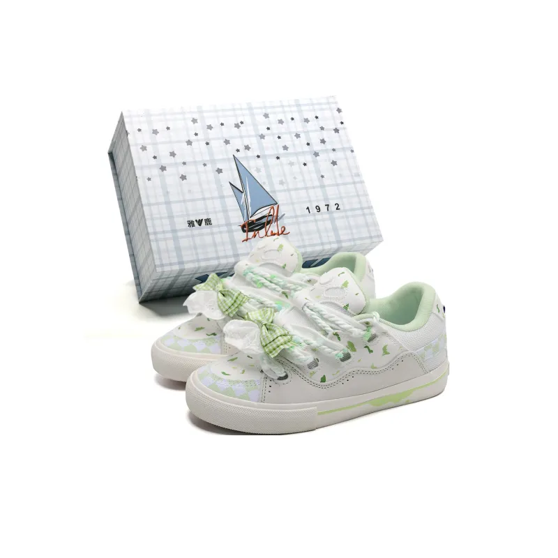 Yalu Wear resistant And Lightweight Low Top Skateboard Shoes Women's Cream Blue-19