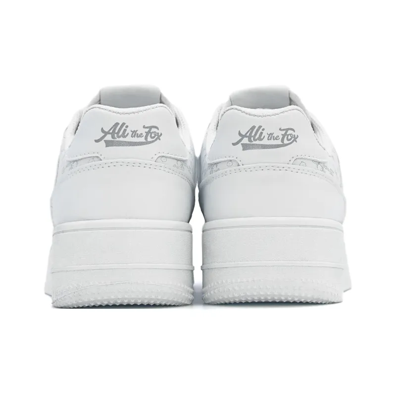 ALI THE FOX Low Top Skateboard Shoes Unisex White-19