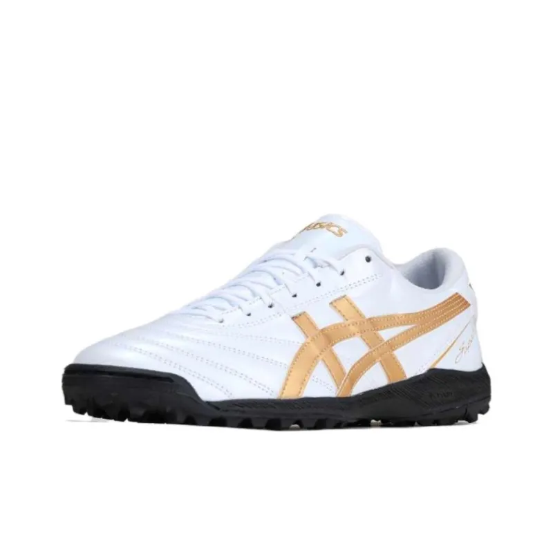 Asics C3 TF Rubber Broken Studs Anti Slip And Wear Resistant Lightweight Soccer Shoes Men's White Gold-2