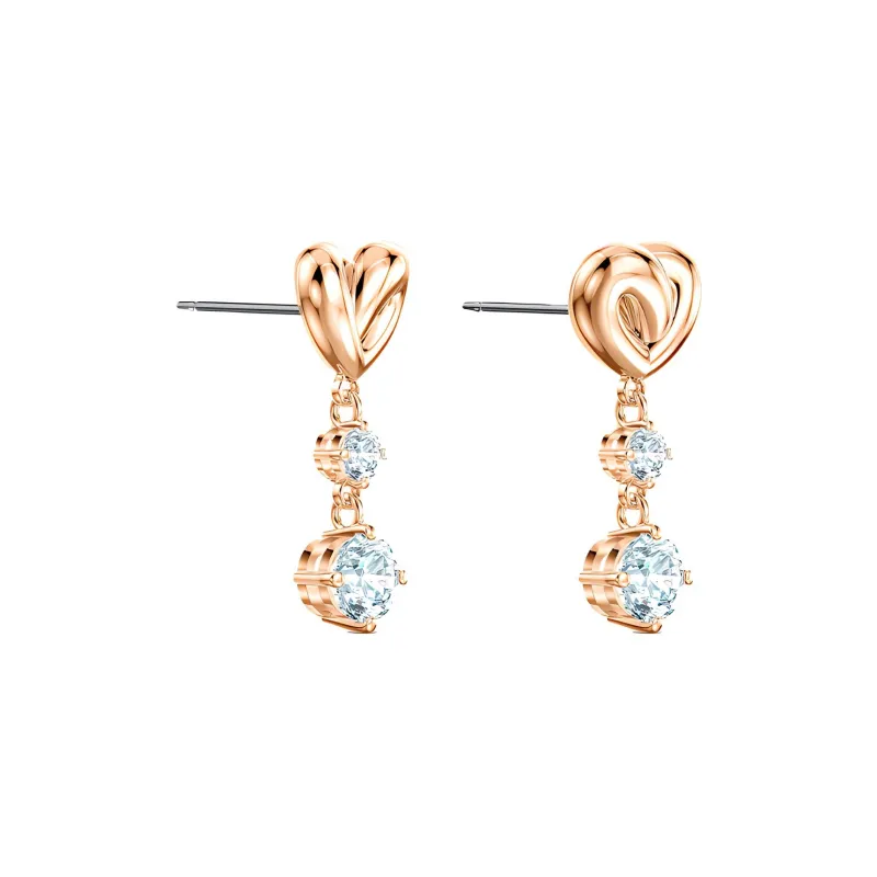 Swarovski Faux Crystal Stone Earrings Women's White Rose Gold Tone Plated-1