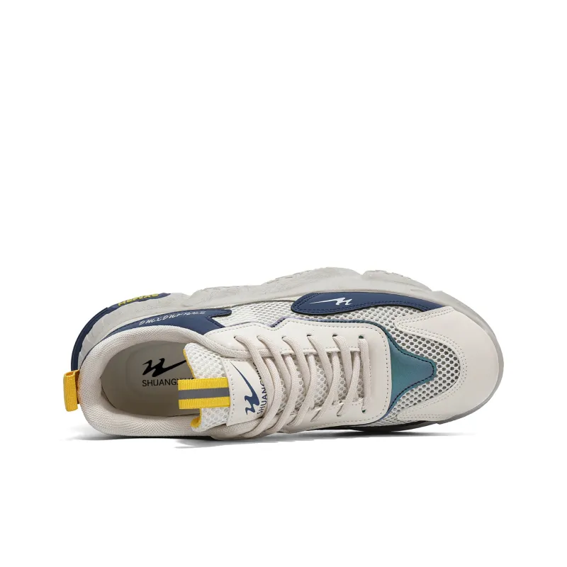 Binary Low Top Chunky Sneakers Men's Beige Blue-3