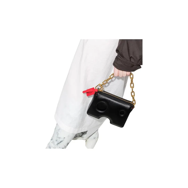 OFF WHITE Burrow 15 Leather Mini Bag Black-2