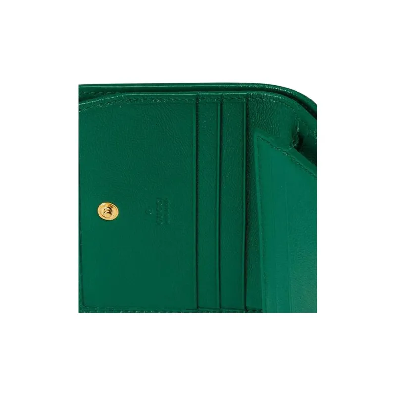 GUCCI Marmont Quilted Leather Card Holder, Wallet Women's Green/Bright Green-5