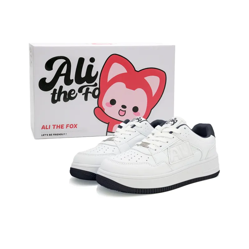 ALI THE FOX Low Top Skateboard Shoes Unisex White-40