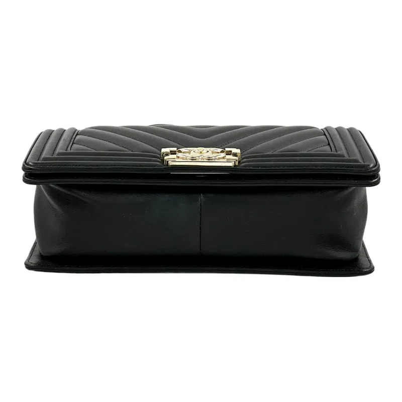 CHANEL Leboy Smooth Calf Leather Flap Bag, One Shoulder Handbag, Crossbody Bag Medium Size Women's Black-2