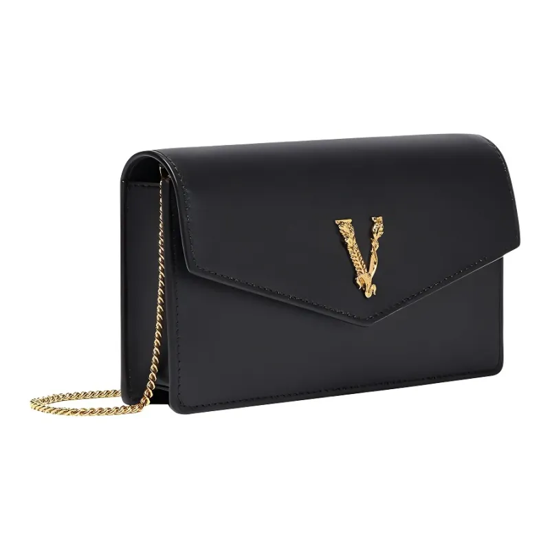 VERSACE VERSACE Calfskin Envelope Bag Shoulder Bag Crossbody Bag Women's Black-2