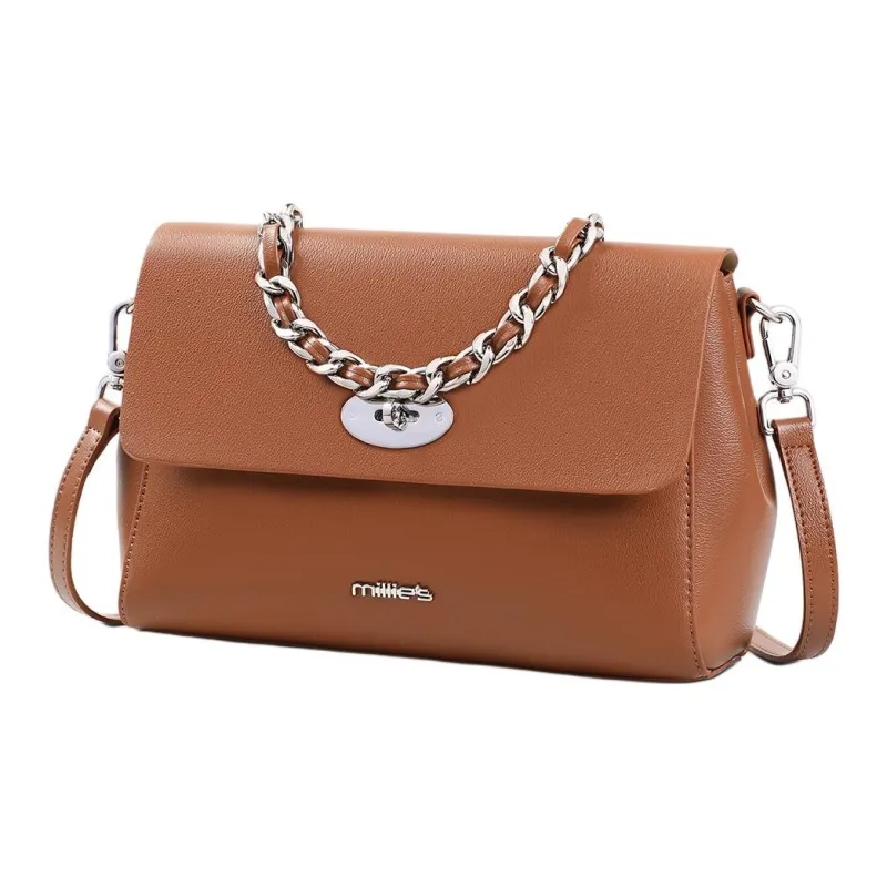 MILLIE'S Synthetic Leather Shoulder Bag, Crossbody Bag Regular Women's Gold Brown-1