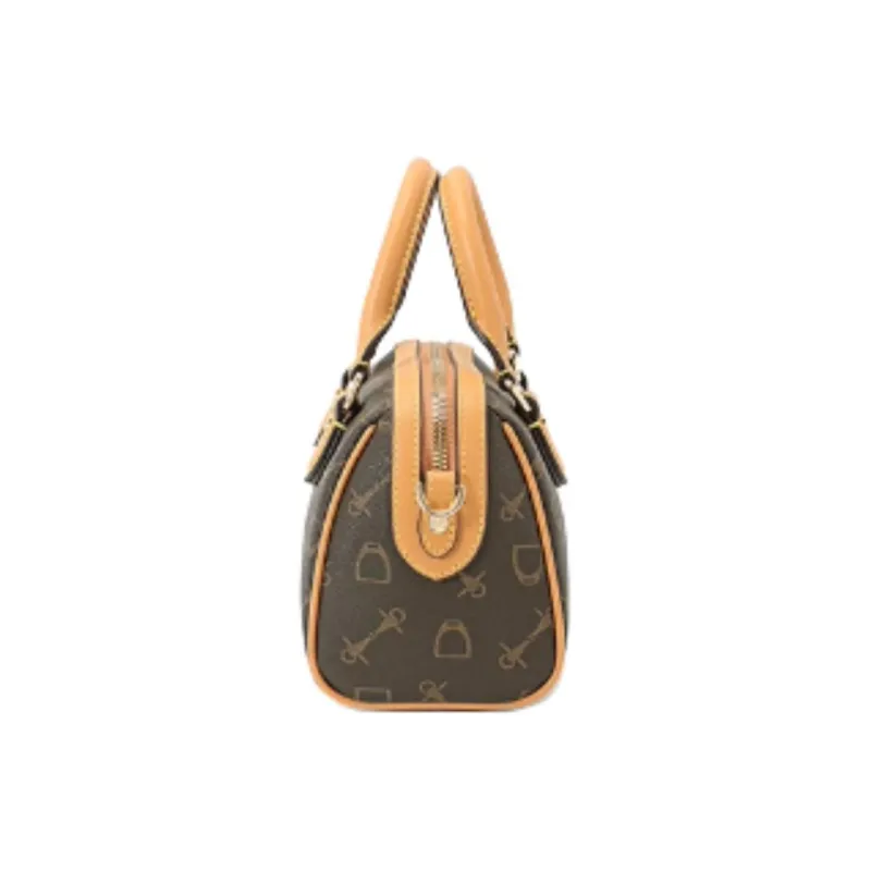 Why PVC Boston Bag, Shoulder Bag, Crossbody Bag, Handbag Trumpets Women's Coffee & Brown-5