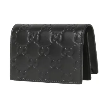 GUCCI Genuine Leather Card Holder Men's Black
