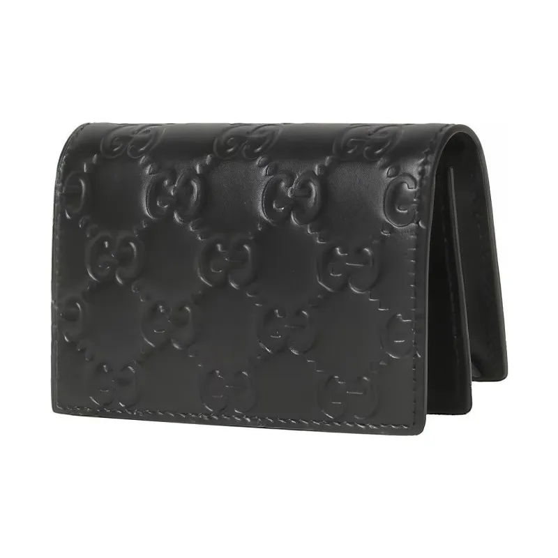 GUCCI Genuine Leather Card Holder Men's Black-0