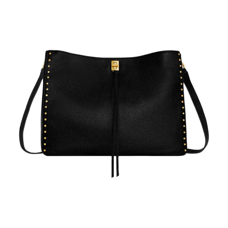 REBECCA MINKOFF Genuine Leather Crossbody Bag Shoulder Bag Large Size Women's Black-0