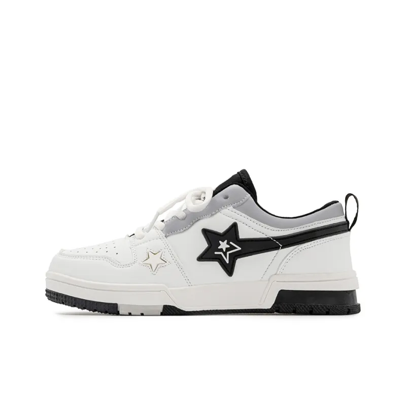BEIER Stars Collection Durable Lightweight And Breathable Low Top Skateboard Shoes Unisex Black White-1